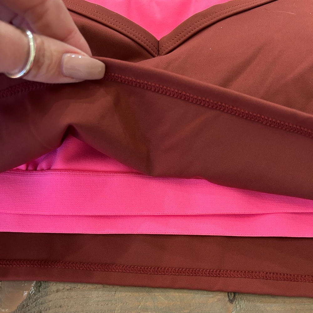 JoyLab Burgundy and Pink Cross-Back Sports Bra - Picture 6 of 6